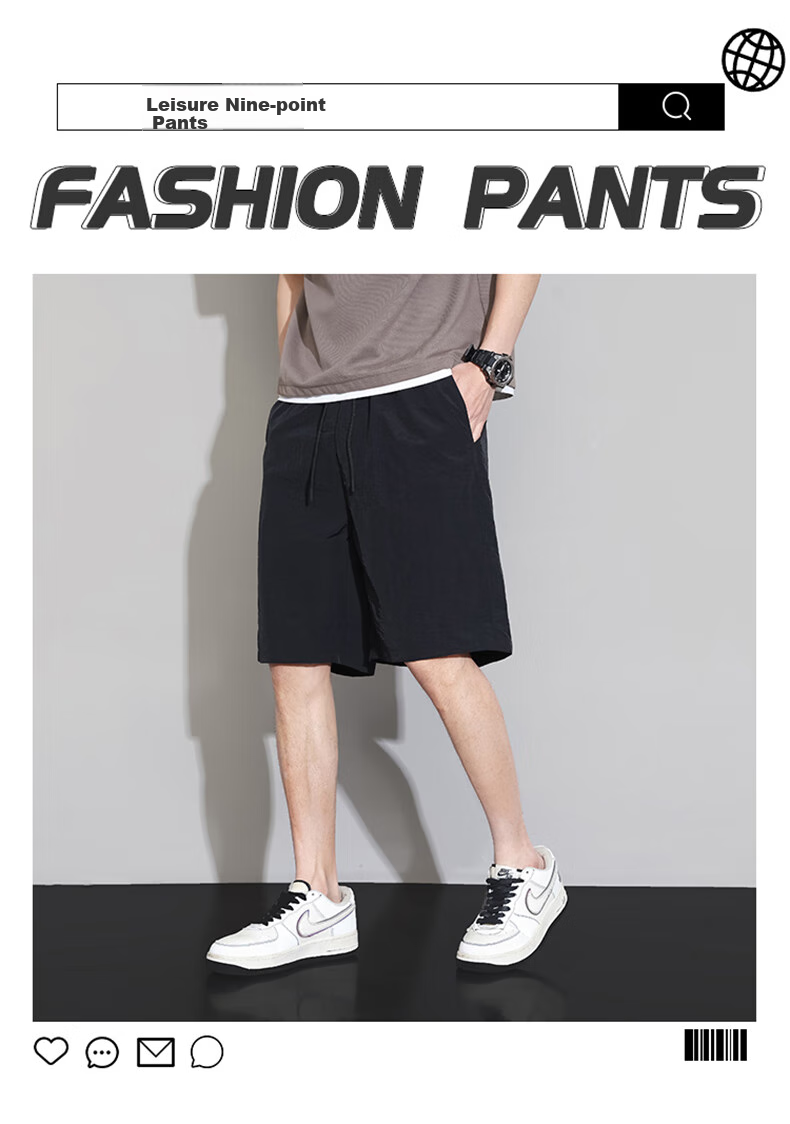 Jeanswest Men's Shorts, Summer Lightweight Loose-Fitting Cool Casual Five-Point Pants, Trendy Youth Sports Quick-Dry Straight Beach Shorts for Me 2