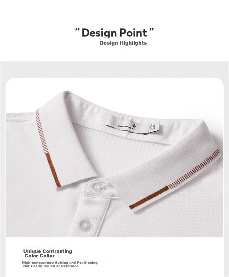 DANCING WOLVES [100% Pure Cotton] Commuter Collar Contrast Color Men's Short-Sleeve Polo Shirt, 803 White, Size 175 3