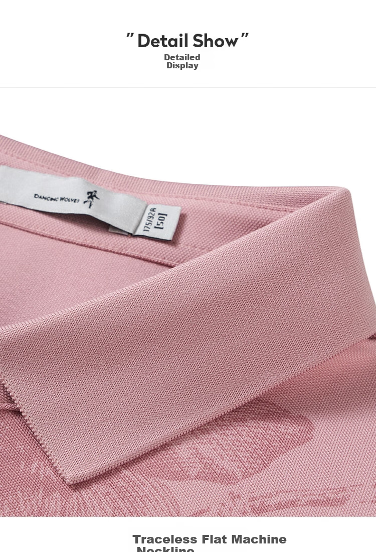 DANCING WOLVES [Containing Mulberry Silk] Casual Commute Dark Pattern Printed Breathable Men's Short-Sleeve POLO 406 Pink 165 13