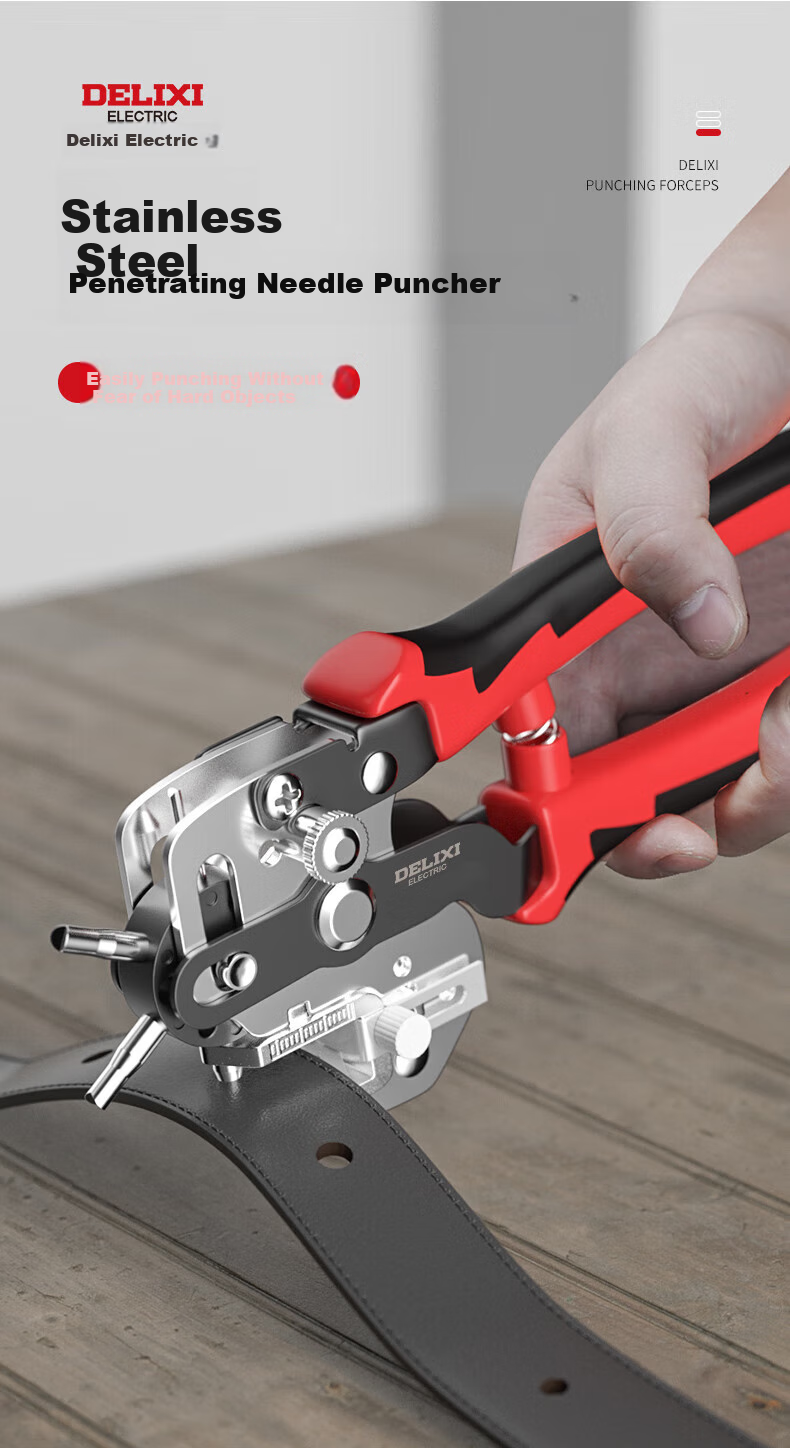 DELIXI Labor-Saving Belt Hole Puncher, Waist Belt Leather Accessory Bag Watch Strap Hole Puncher, Round Hole Punching Tool Hole Maker 1