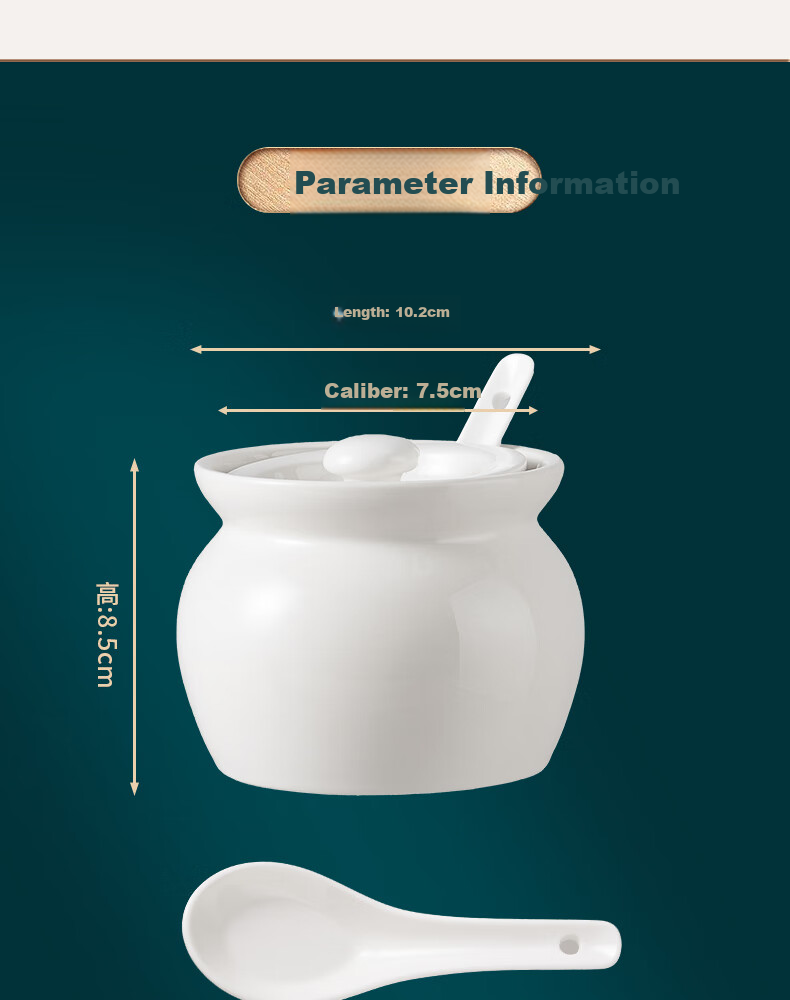 BJ Ceramic Pot with Spoon, Small Clay Jar, Ceramic Bowl, Lard Pot, Double Boiler for Bird's Nest, Soup Steamer with Lid, Egg Steamer, White, 400ml 6