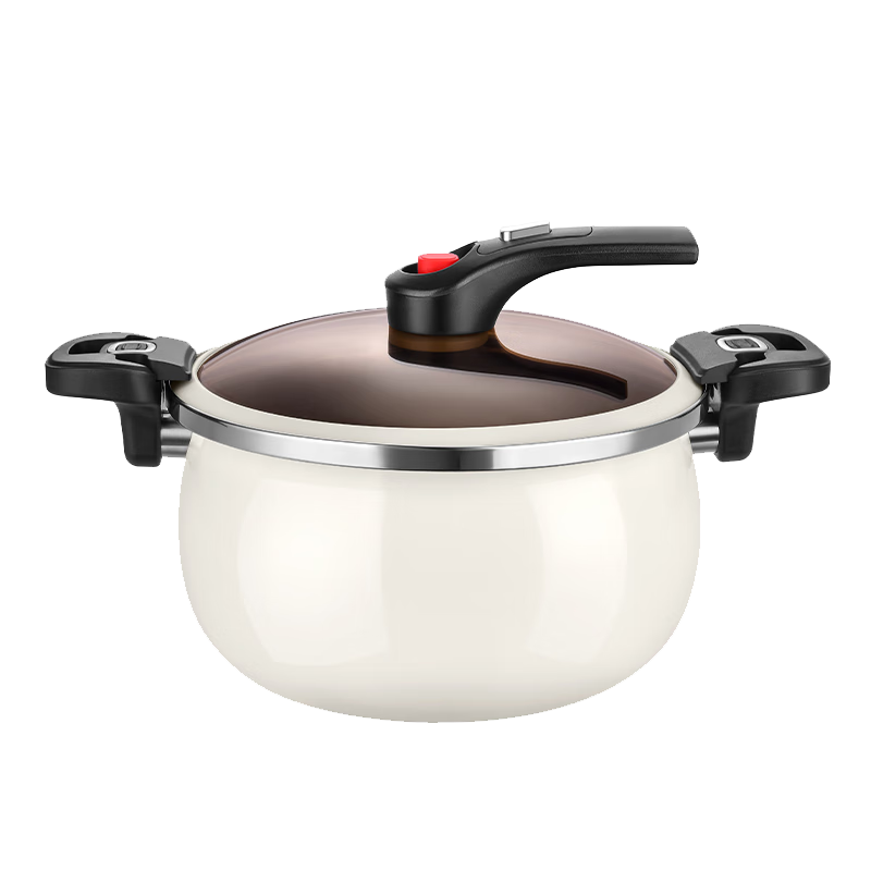 DES LON (DESLON) Enamel Pot for Home Use, Soup Pot, Fine Iron Pot, Micro-Pressure Anti-Spill, Non-Coated, Compatible with Induction Cooker And Open Flame, 6.5L White