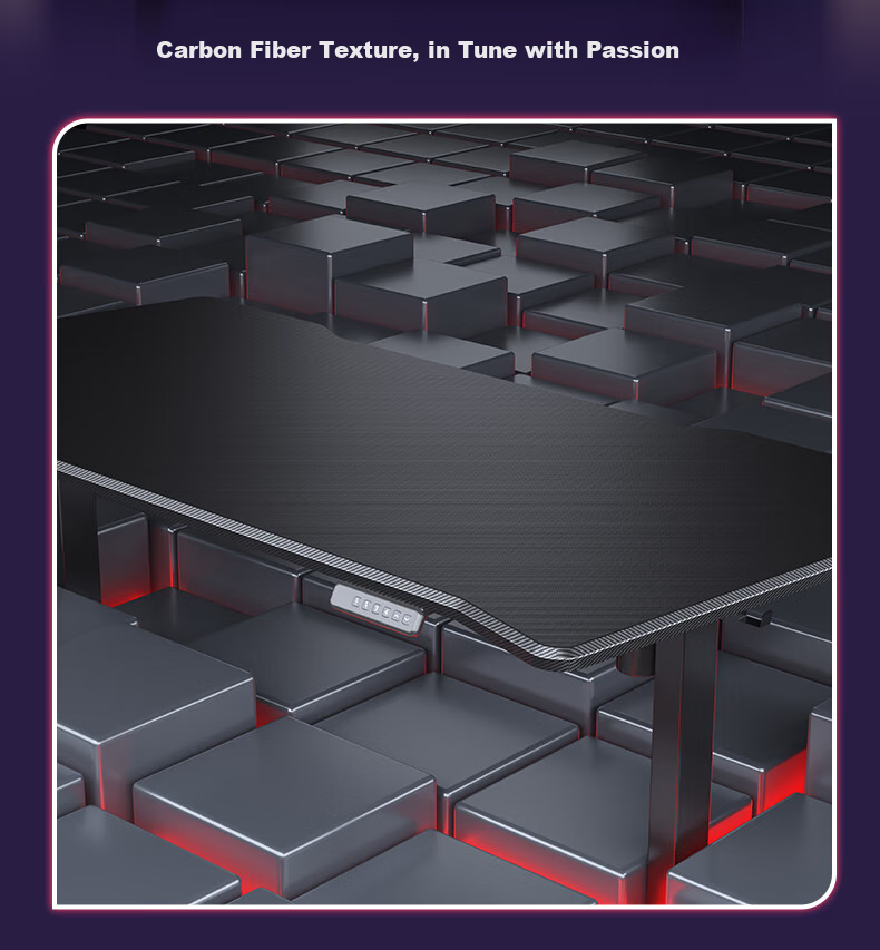 Loctek Black Knight Gaming Desk, Electric Height Adjustable Desk, Computer Office Desk, Carbon Fiber Texture Gaming Board, 1.4M 12