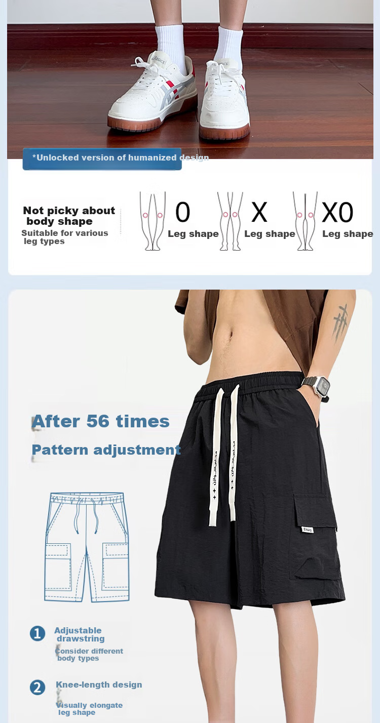 ROMON Men's Summer Thin Loose Straight Five-Point Casual Breathable Shorts Gray XL 4
