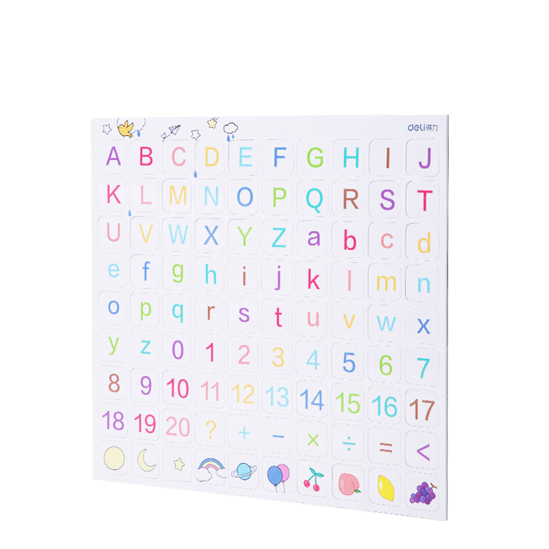 Deli MF167 Alphabet Soft Magnetic Stickers Whiteboard Home Soft Whiteboard Magnetic Sheets Magnetic Stickers Rubber Magnets Blackboard Magnetic 253*238*2.7mm