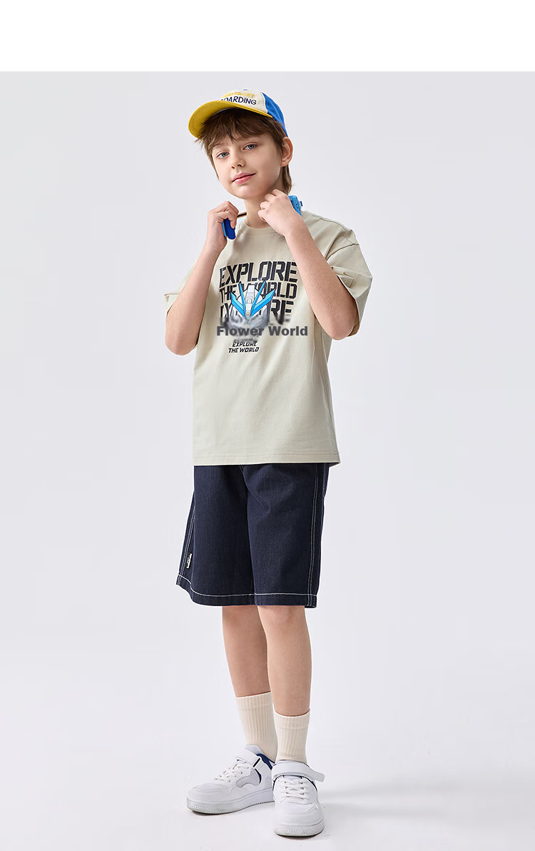 BALABALA Children's Short-Sleeve T-Shirt, Boys' Top, Summer New Style, Quick-Dry Parent-Child Outfit, Undershirt for Older Children, Trendy 4