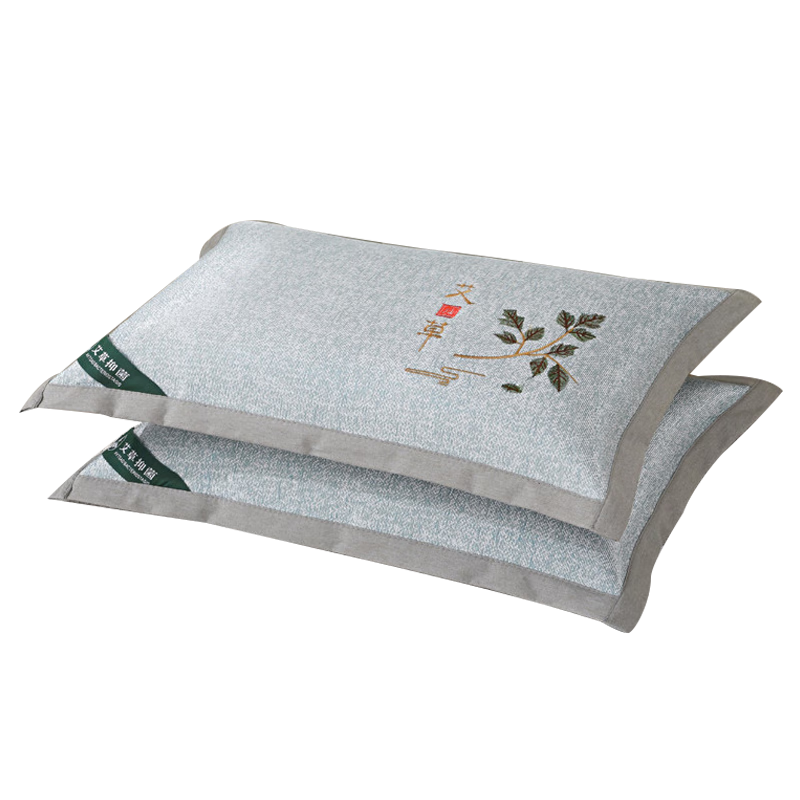 AVIVI Buckwheat Pillow Summer 100% Buckwheat Hull with Ice Silk Pillowcase Inner Core Single Pack Leaf Gray 35*55cm