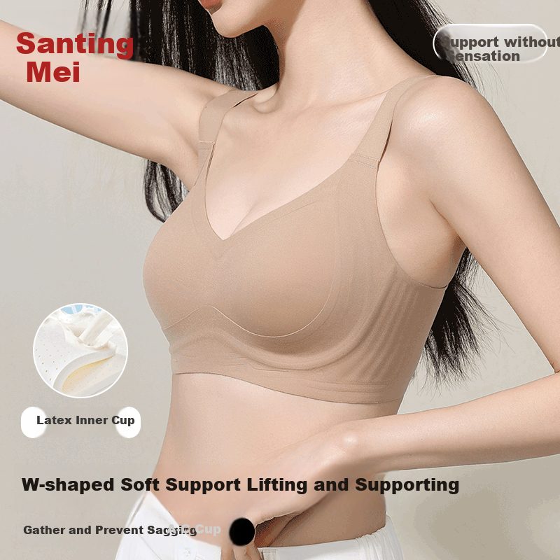 GRACEWELL 26 New Smooth Seamless Jelly Strap Lift Latex Bra for Women, Push-Up, Anti-Sagging, Side Support Brassiere