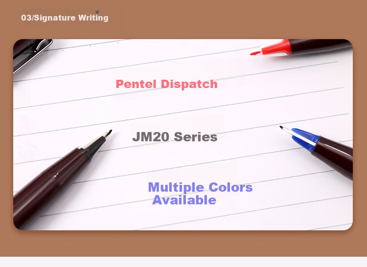 Pentel JM20-BE Duck-Billed Pen, Drawing Pen, Comic Pen, Sketch Pen, Quick-Drawing Pen, Outlining Pen, Business Signature Pen, Red 6