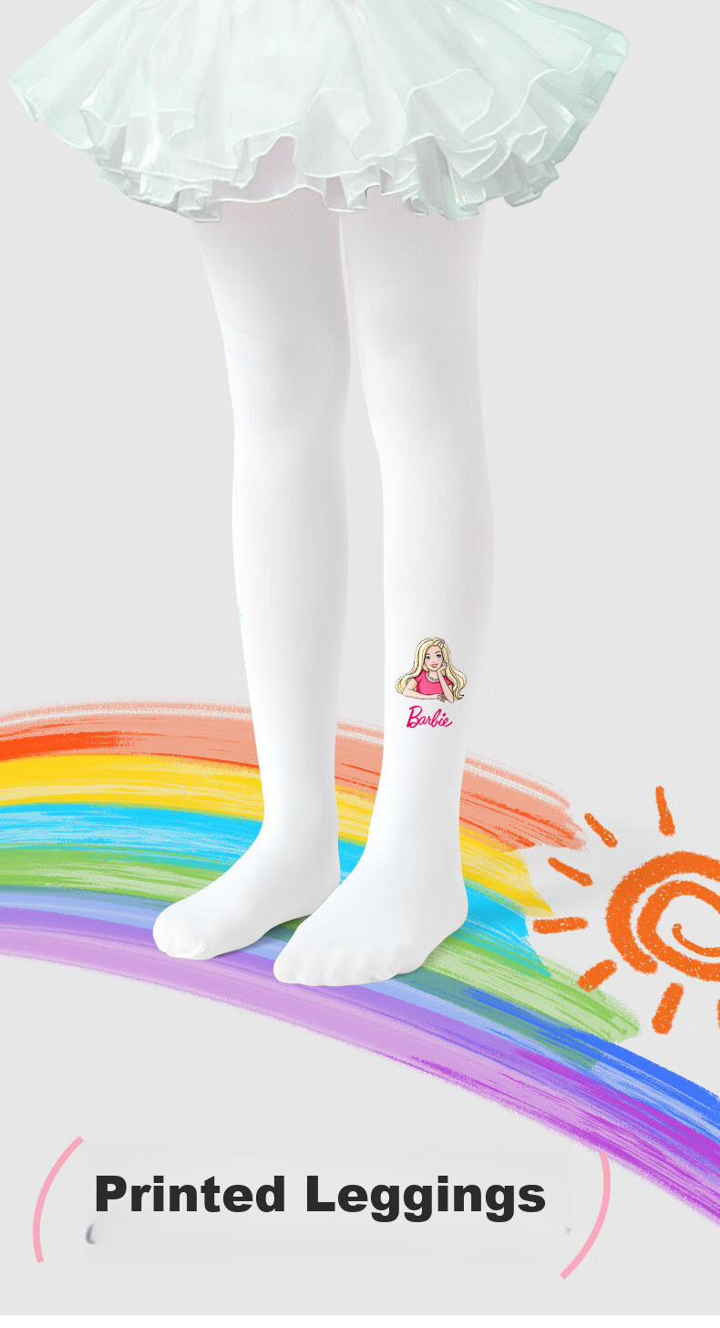 Barbie Girls' Tights, Thin Spring And Autumn Style, Children's Thigh-High Socks, Baby White Stockings, Girls' Leggings, Practice Dance Socks 1