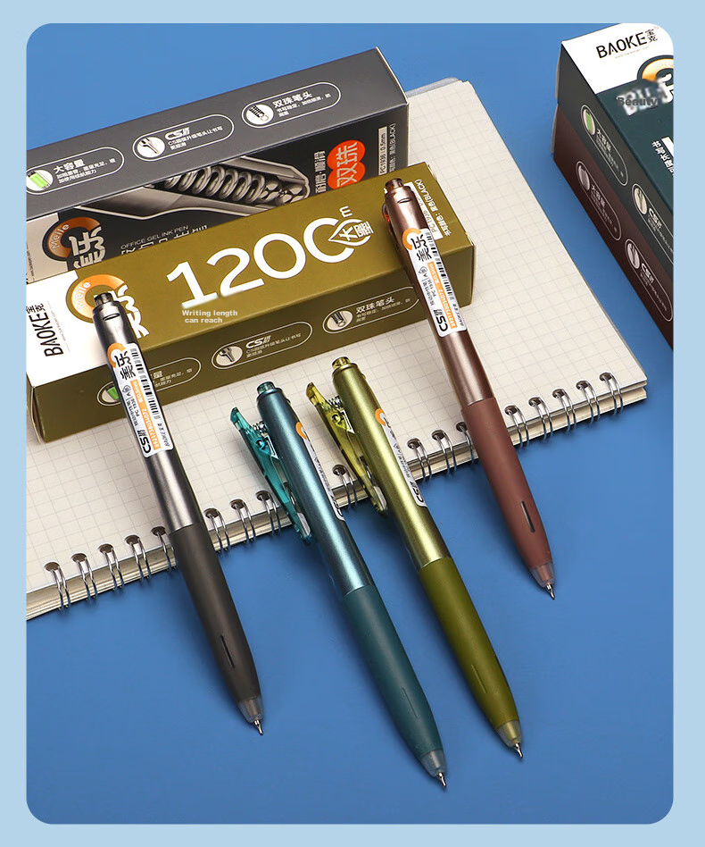 BAOKE [Lowest Price Online] PC1936 Meile Retractable Gel Pen 0.5mm CS Conical Tip Pen Signing Pen, Green Barrel Writing Black, 6 Pens/box 10