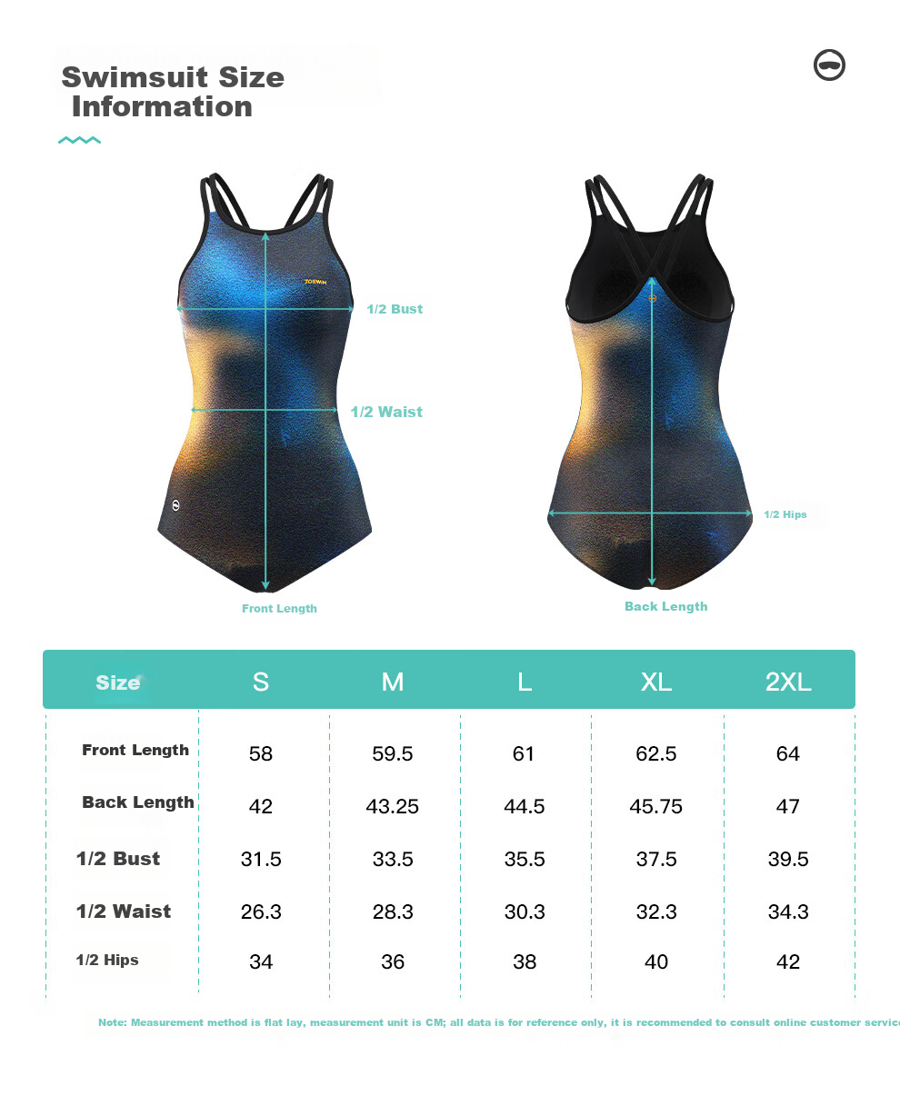 TOSWIM Women's One-Piece Slimming Triangle Strap Swimsuit Blue Ocean Neon M 3