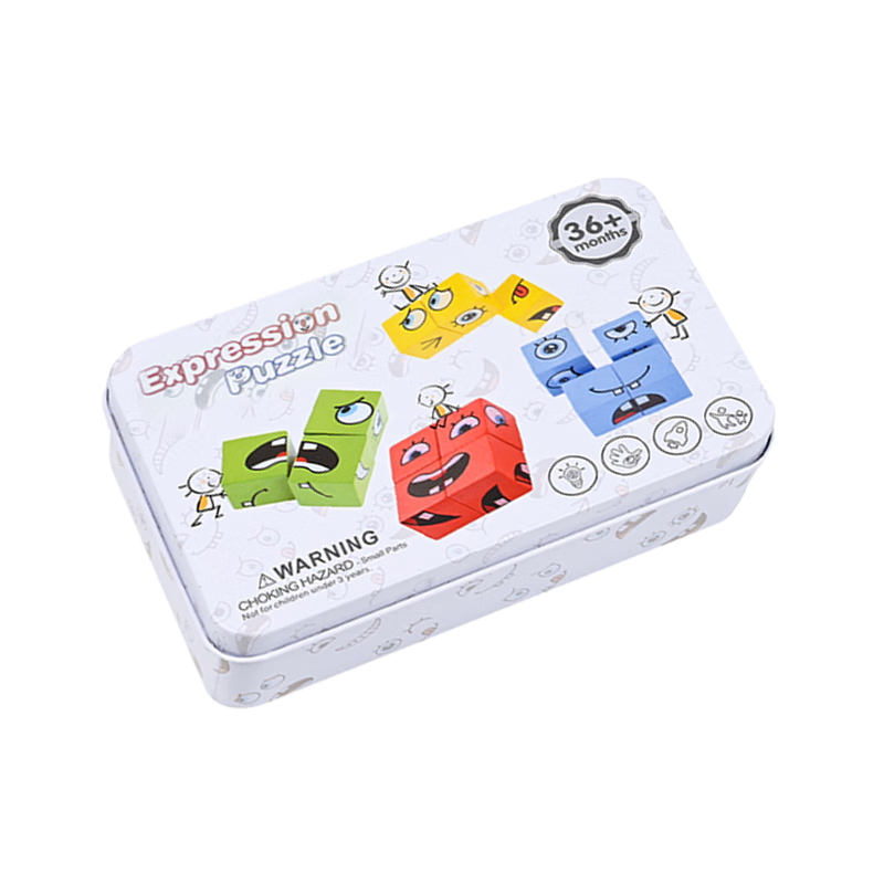 Hongqu Children's Toy Face-Changing Magic Cube Building Blocks Expression Puzzle for Ages 3-6 Multiplayer Battle Parent-Child Interaction Birthday Gift