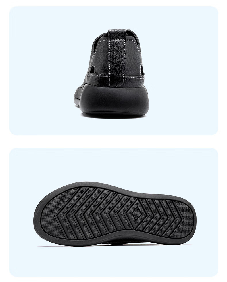LAORENTOU Men's Summer Open-Toe Sandals Dad Hollow Anti-Slip Casual Outdoor Beach Slippers LL195 Black Size 41 15