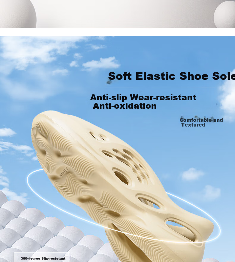 FOOTOPPO EVA Coconut Hole Shoes for Men, Summer Outdoor Wear, Sports Non-Slip Sandals, Slip-On Closed-Toe Slippers 10