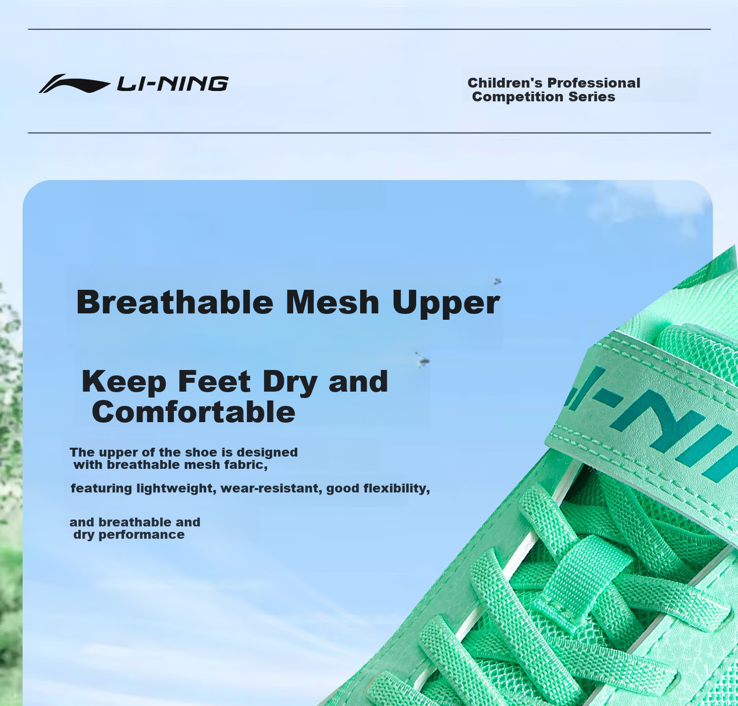 Li-Ning Children's Soccer Shoes with TF Turf Studs, for Primary School Students Aged 6-12, Professional Training Mesh Breathable Velcro Non-Slip Football Boots Size 32 5