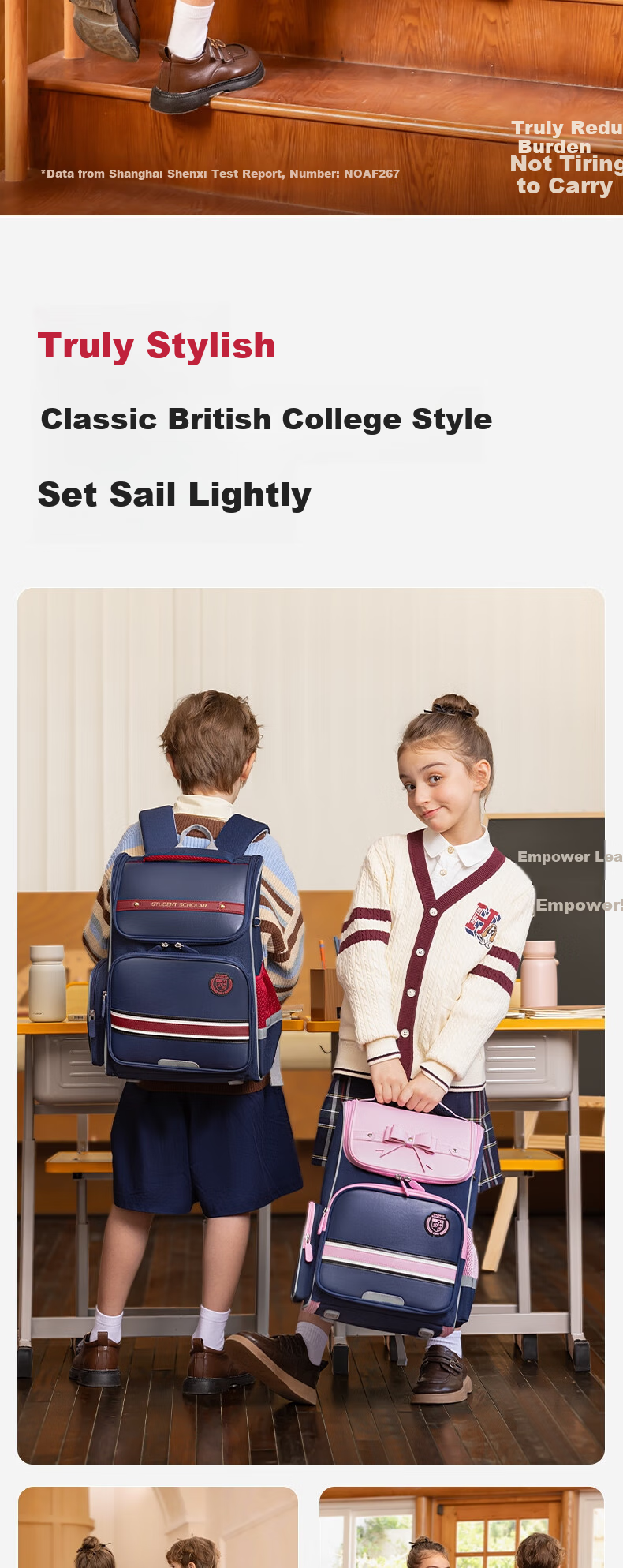 Deli Elementary School Backpack for Boys And Girls, British Style Ultra-Light Large Capacity Backpack for Grades 1-3, Blue BB162 Upgraded Versio 2