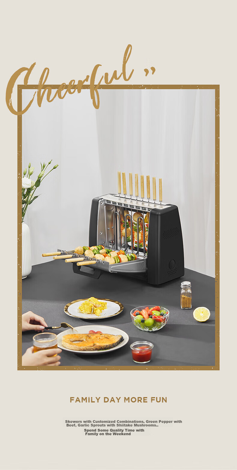 Fastee Automatic Rotating Barbecue Machine, Electric Grill, Barbecue Rack, Electric Grill for Home Use, Smokeless Barbecue Grill, Meat Roasting Machine, Lamb Skewer Machine, Stainless Steel Barbecue Skewers 16 Pieces 19