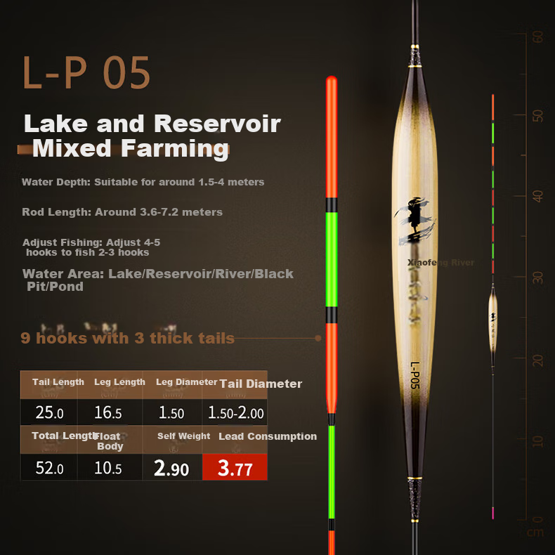 Xiaofengxian L-P04 Carp And Bighead Carp Mixed Breeding Reed Float, Highly Sensitive, Eye-Catching, Thickened Stroke, Big Fish Float, Black Pit Buoy, Fishing Tackle 14