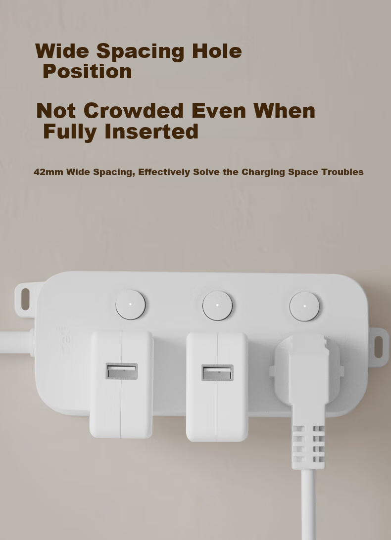 Deli New National Standard 3C Certified Power Strip, Extension Cord with Individual Switches And Control, 3 Outlets, 1 Meter, LU5055(01) 4