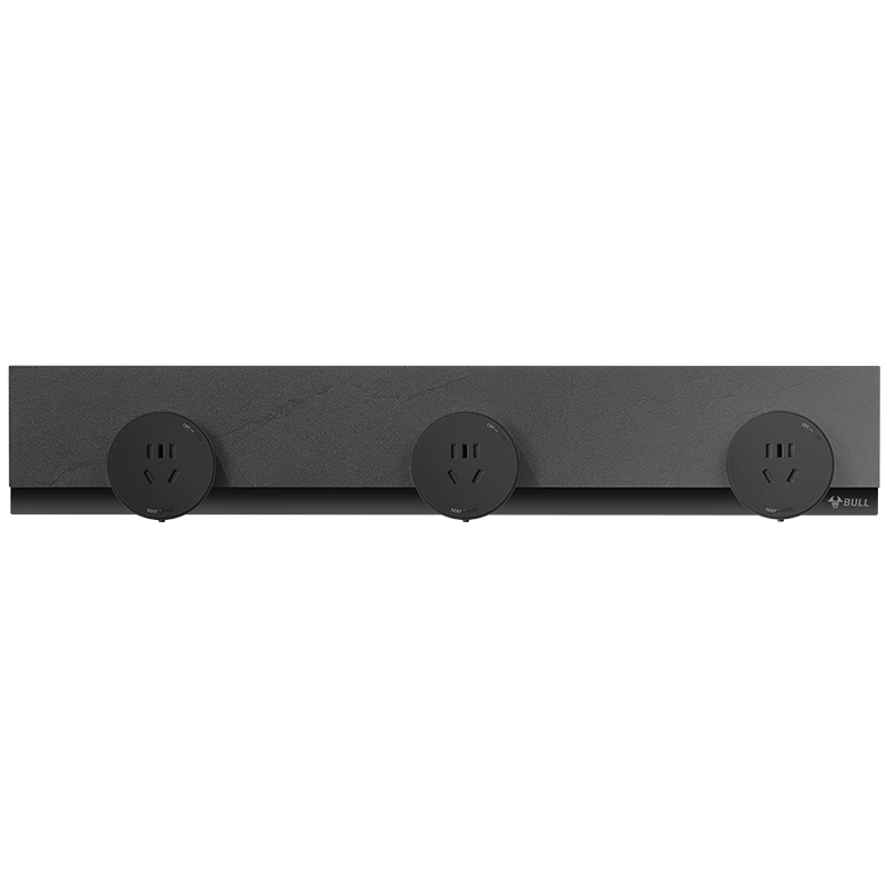 BULL Surface-Mounted Ultra-Thin Invisible Track Socket, No Slot Required Movable Wall-Mounted High-Power Switch Socket Panel, 50cm + 3 Five-Hole Stone Pattern GB7S Ink Cloud Gray