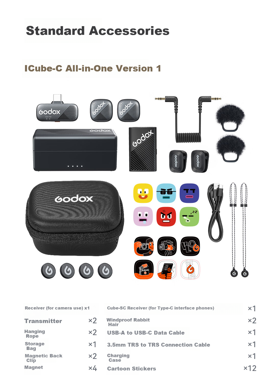 Godox Cube-C Wireless Lavalier Microphone for Outdoor Interviews, Vlog, Live Streaming, Recording, Noise Reduction, Sound Card, Mini Microphone [Camera Version One-To with C to C Phone Cable] 14