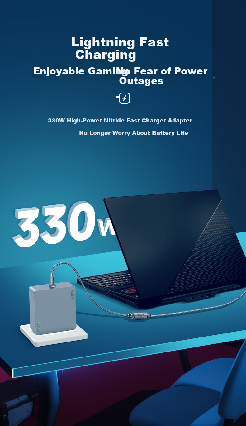 Elei GaN Microstar Blue Sky Laptop Adapter, GP76 Notebook Colorful Star 280W Charger, Jueying Gp68HX 20V14A Square Port 1