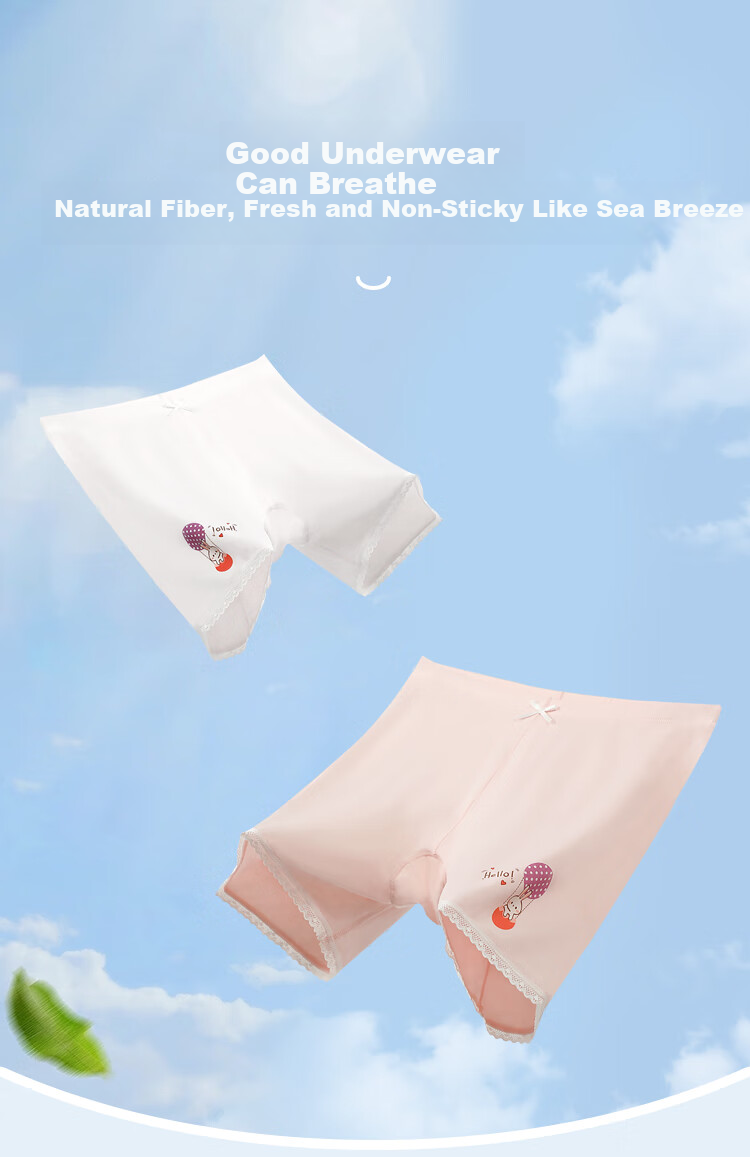 Hodohome Children's Underwear, Girls' Modal 3A Antibacterial Crotch Safety Shorts, Anti-Chafing Underpants, 2-Pack, 012 130 7