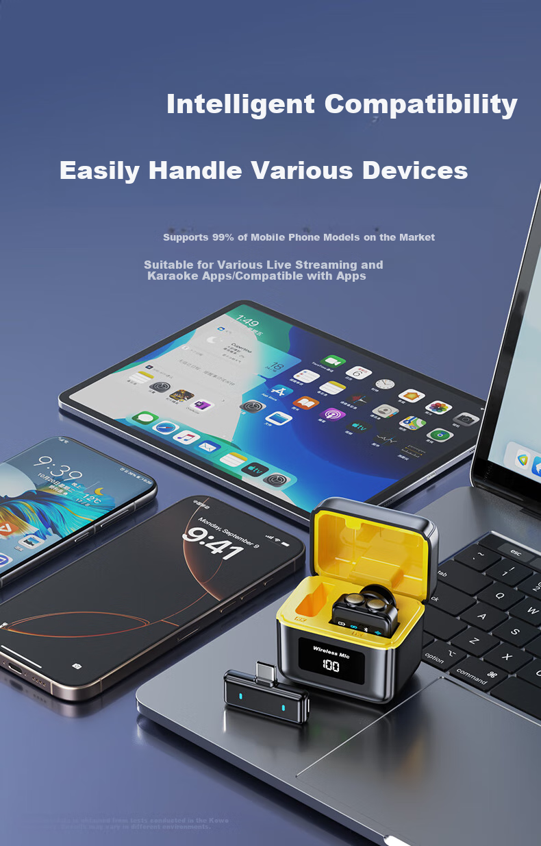 KOVOL [Completely Upgraded] Wireless Lavalier Microphone for Live Streaming, Short Video Recording, Outdoor Noise Reduction, Karaoke, And Audio Recording, Professional Microphone with One Transmitter And One Receiver, Compatible with Apple And Android Devices 14