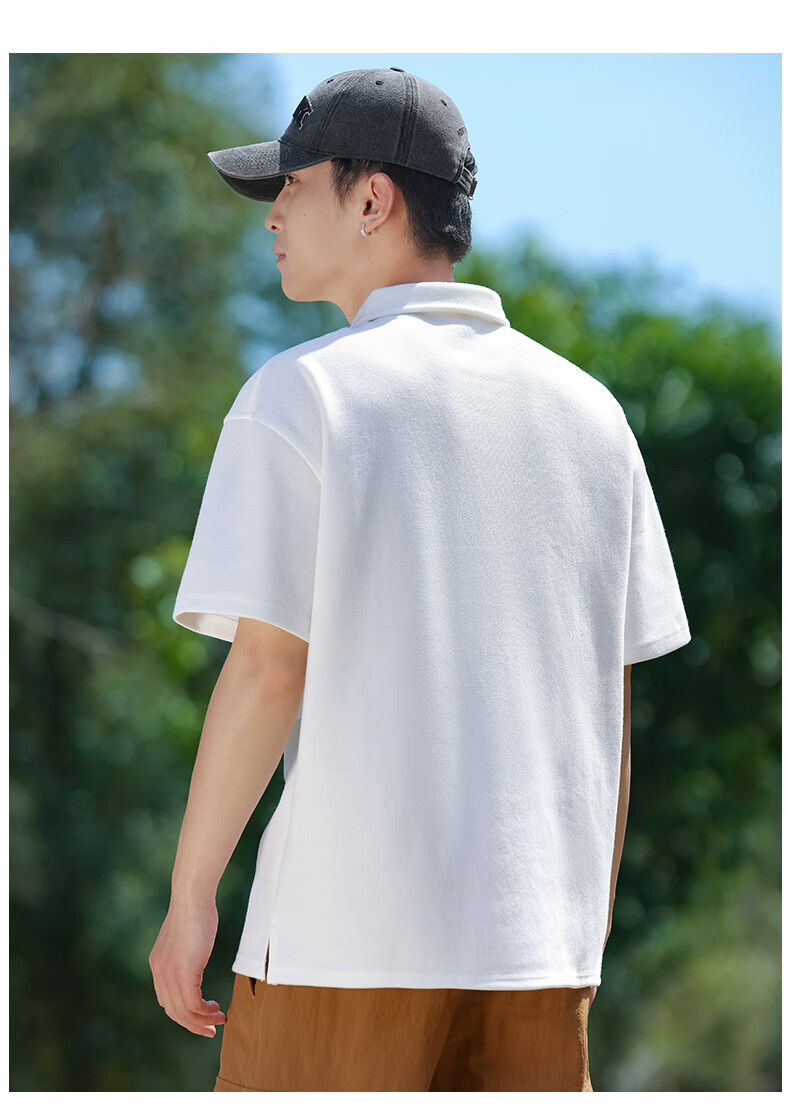 EASTERN CAMEL Short-Sleeve Polo Shirt for Men, Summer Heavyweight Breathable Solid Color Sports Collared Outdoor T-Shirt Top, Black, XL 21