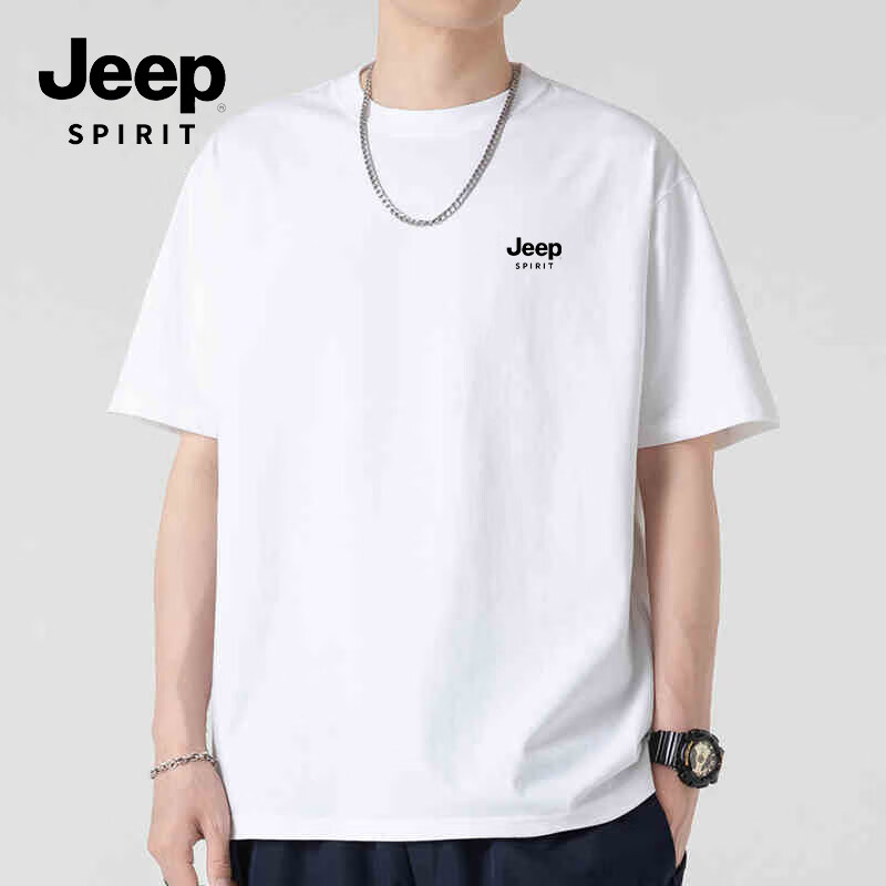 Мужская футболка JEEP SPIRIT с коротким рукавом, летняя, свободного кроя, с круглым вырезом, размер 3XL, цвет белый