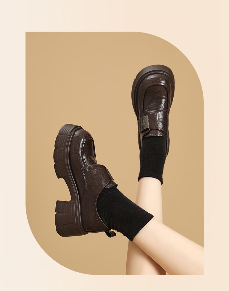 DAPHNE Vintage Style Loafers Women 2026 Spring New Versatile Niche Thick Sole Leather Shoes Height Increasing Flats Women 12