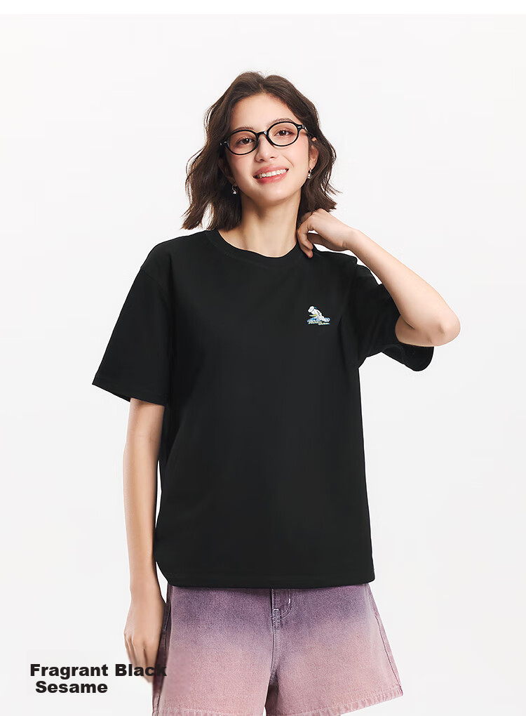 Semir [Colorful Cool-Feeling T-Shirt] Women's Short-Sleeve T-Shirt, Mid-Length, Loose-Fitting, Comfortable Embroidered Top, 109324100007 12