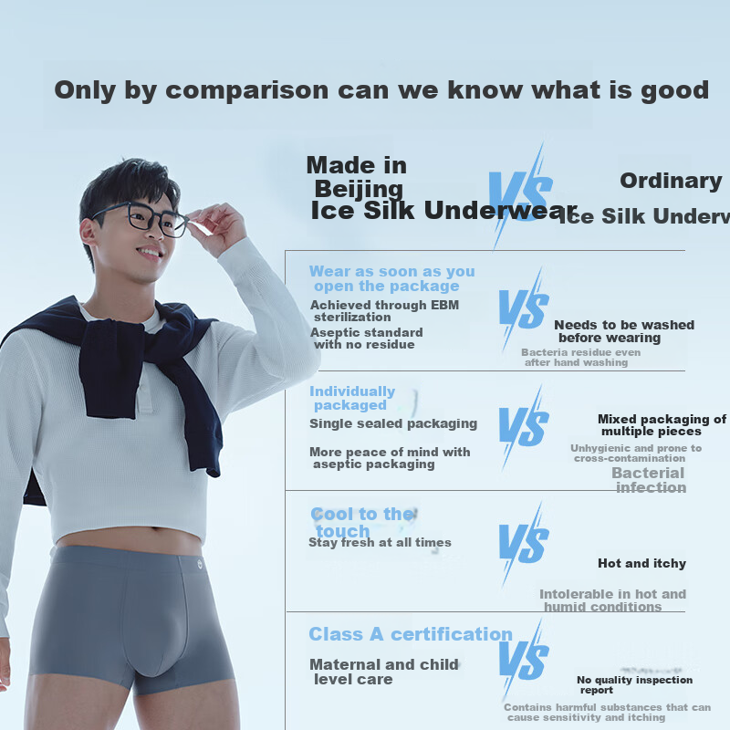 京东京造【冰丝无痕4条】10A抗菌首次免洗男士内裤平角裤无痕大码 XL
