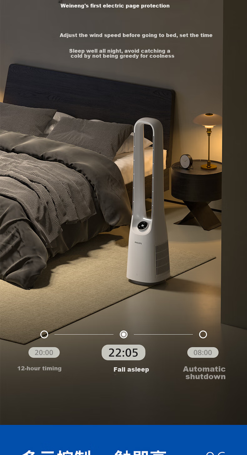 PHILIPS Bladeless Fan, Electric Fan for Home Use, Plasma Purification Floor Fan, Low Noise, Safe without Blades, Circulation Fan, Bedroom Standing Soft Wind Intelligent Energy-Saving Large Air Volume ACR3148BF 2