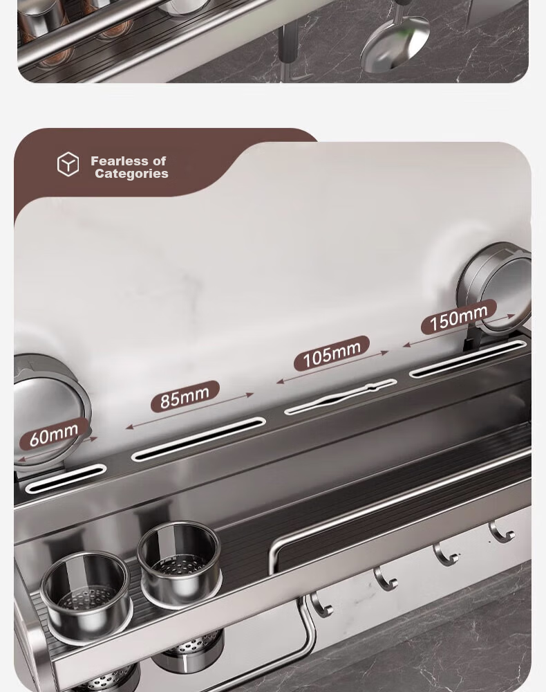 Century Zhenghe Kitchen Storage Rack Suction Cup Wall-Mounted No-Drill Spice Rack Chopsticks and Knife Holder Multifunctional Organizer 7