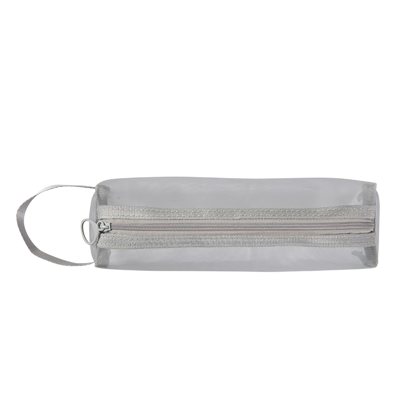 JD Jingdong Jingzao Transparent Mesh Pencil Case Nylon Large Capacity Square Handheld Pencil Storage Bag Gray JD5020 Suitable for Exams and Tests