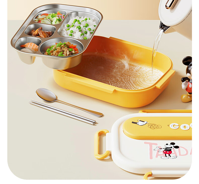 Ymer Children's Insulated Lunch Box Student Special School Partition Bento Box Office Stainless Steel 316 Mickey 34