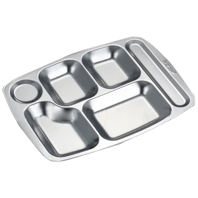 Caitang Smart 304 Stainless Steel School Cafeteria Food Tray 0.8mm Thick 350g Large Six-Compartment Tray (Jingcang)