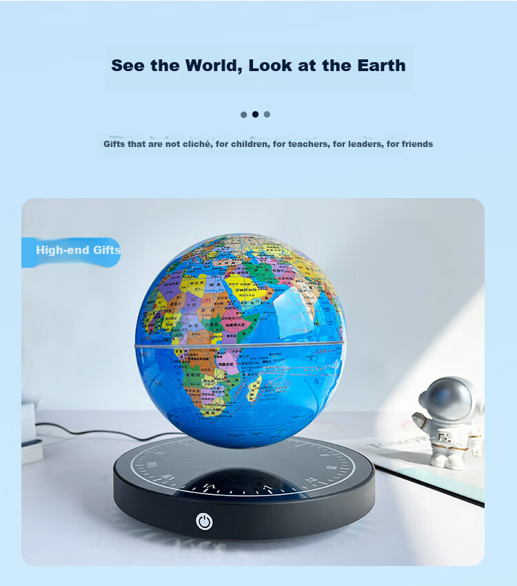 Hengyi Magnetic Levitation Globe, Educational Toy for Boys Aged 8-12, Φ14cm Light Blue Spherical Body with Glow-In Effect, New Year Gift 15