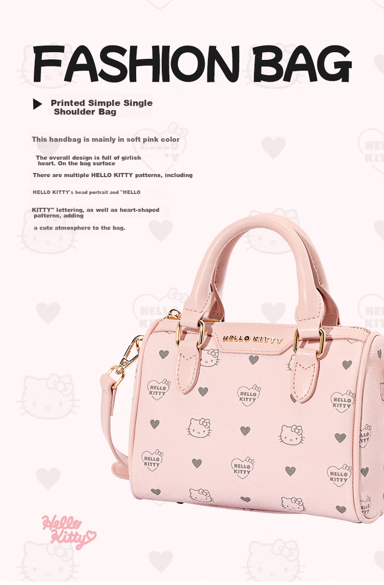 Mesuca X Hello Kitty Handbag, New Women's Bag for Commuting And Casual Wear, Shoulder Pillow Bag with Gift Box, Birthday Gift for Wome 4
