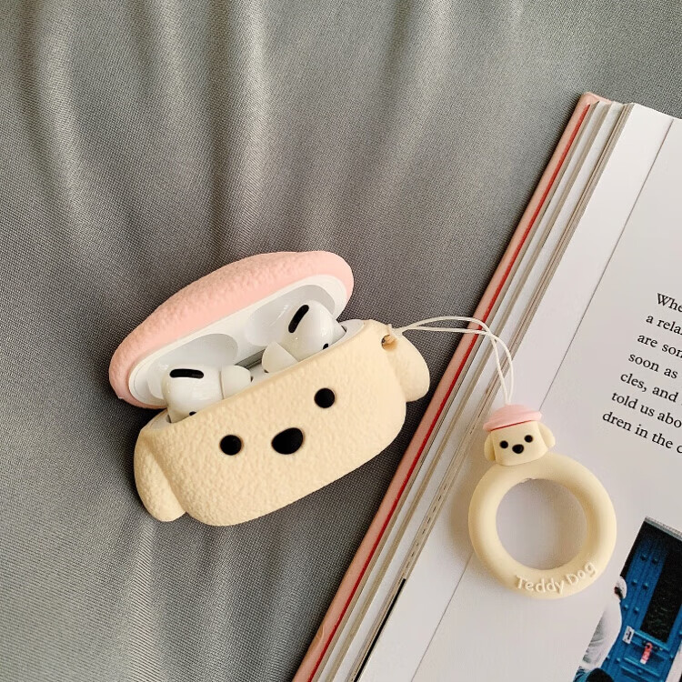 Beiyipin Pink Cute Teddy with Pendant, Compatible with AirPods 4 Case, Silicone AirPods 2 Soft Shell, AirPods Couple, AirPods Apple Bluetooth Earphones 4