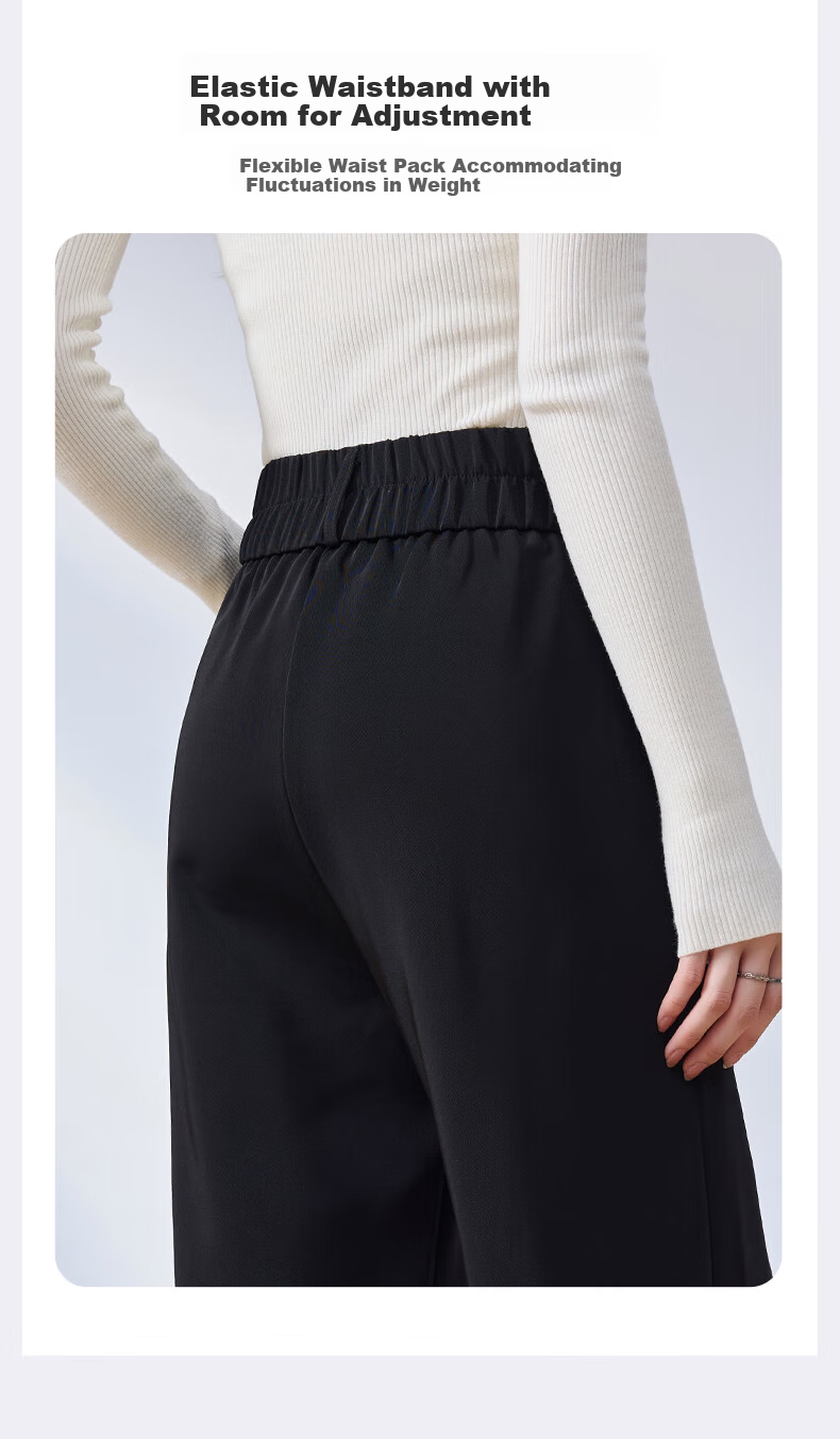 Langsha Wide-Leg Pants for Women, High-Waisted Straight-Leg Loose-Fitting Slimming Tall-Effect Black Dress Pants for Spring And Autumn, Formal Casual Trousers 8