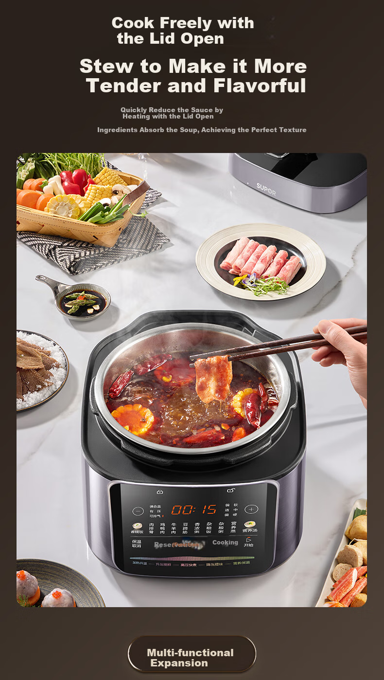 SUPOR Fresh Breath Series Electric Pressure Cooker 5L, Non-Coated Stainless Steel Inner Pot with Steamer Basket, for 4-6 People, Home Use Rice Cooker High Pressure Cooker SY-50FC5033 7