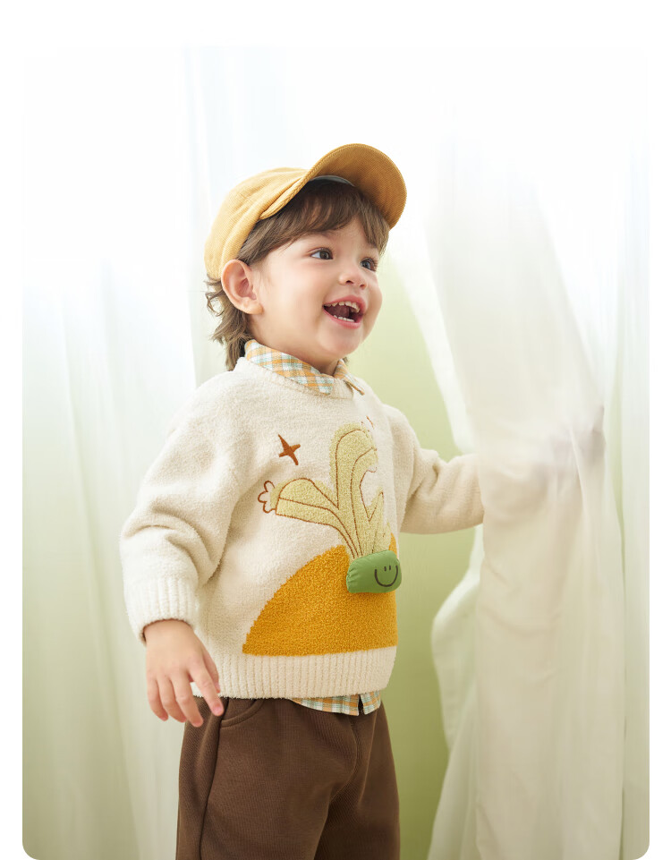 Balabala Baby Sweater Toddler Pullover Knitwear Boys Girls 2025 Winter New Cute Pattern Base Layer Shirt 1