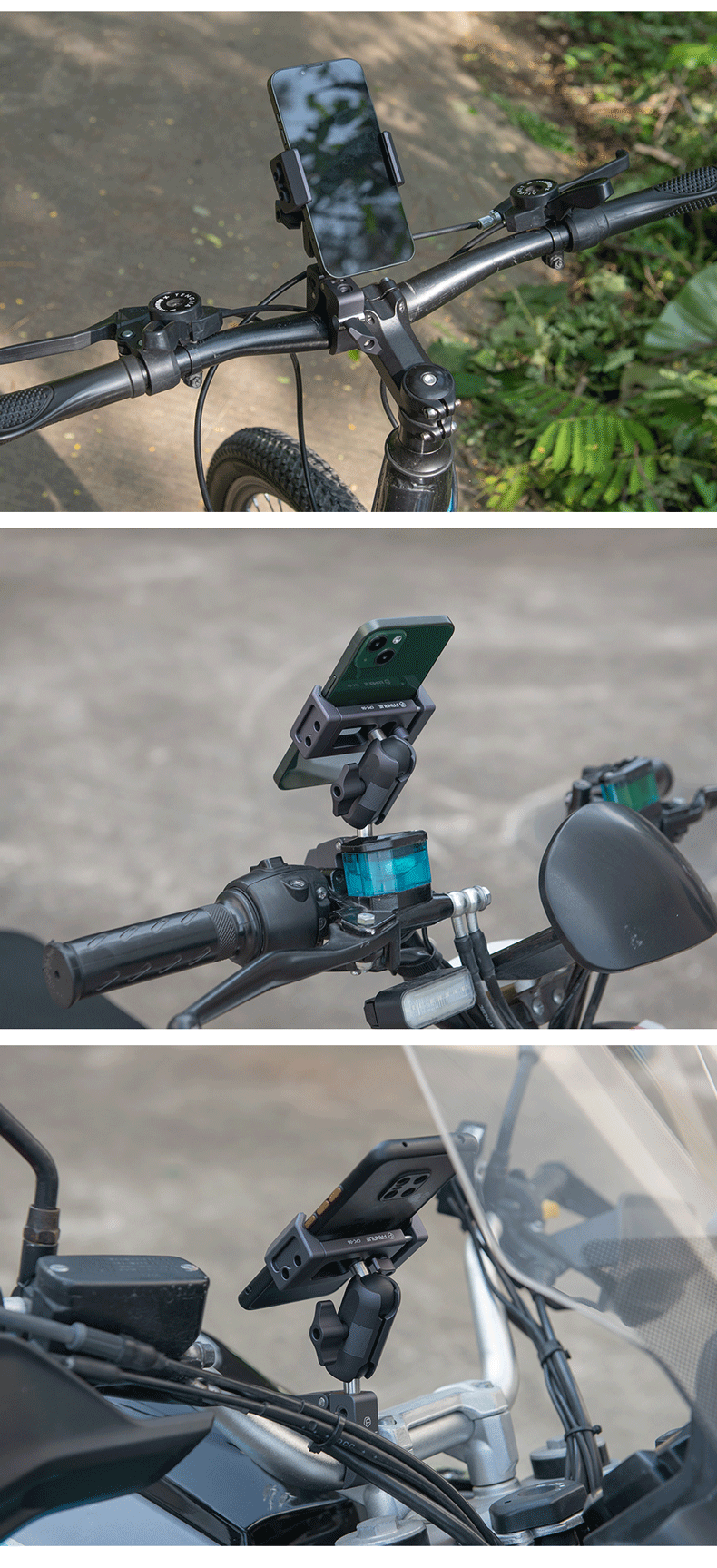 FANAUE FANAUE Metal Motorcycle Phone Holder, Electric Bike Bicycle Riding Navigation Quick-Release Shockproof Bracket CPC-06T6F 9