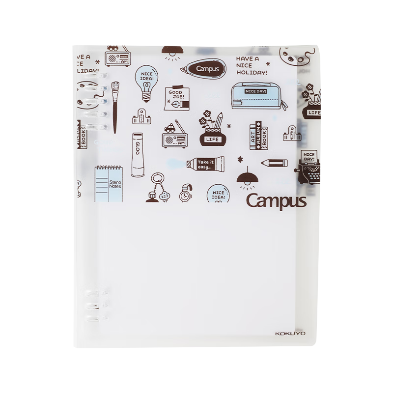 KOKUYO A5/40 Sheets/8mm Ruled Eric Collaboration Series Campus Compact Eight-Hole Loose-Leaf Notebook Large Capacity Brown 1 Book WSG-RU8MP12