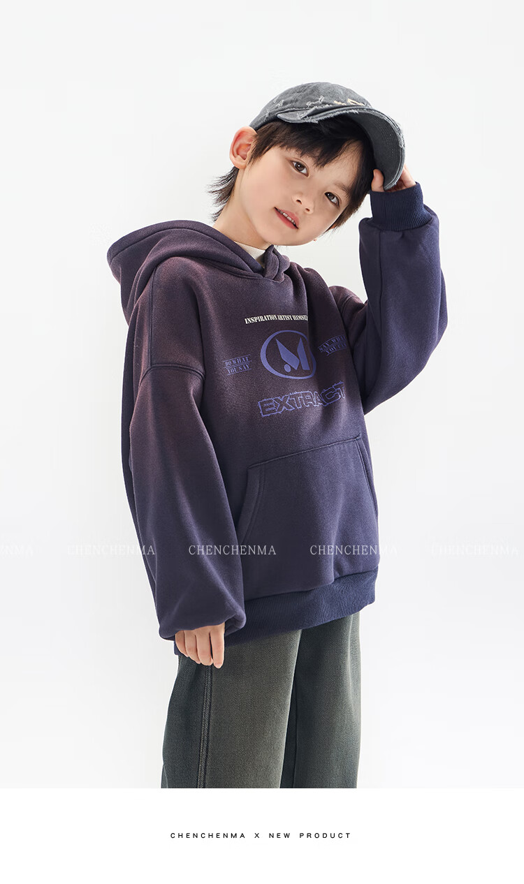 Chenchen Mom Gradient Parent-Child Gradient Color Hooded Fleece Sweatshirt 6762D 12