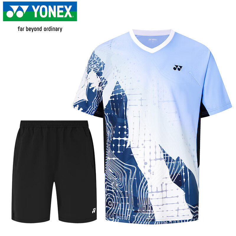YONEX Badminton Shirt and Shorts Set Men's 1102525BCR Crystal Blue M