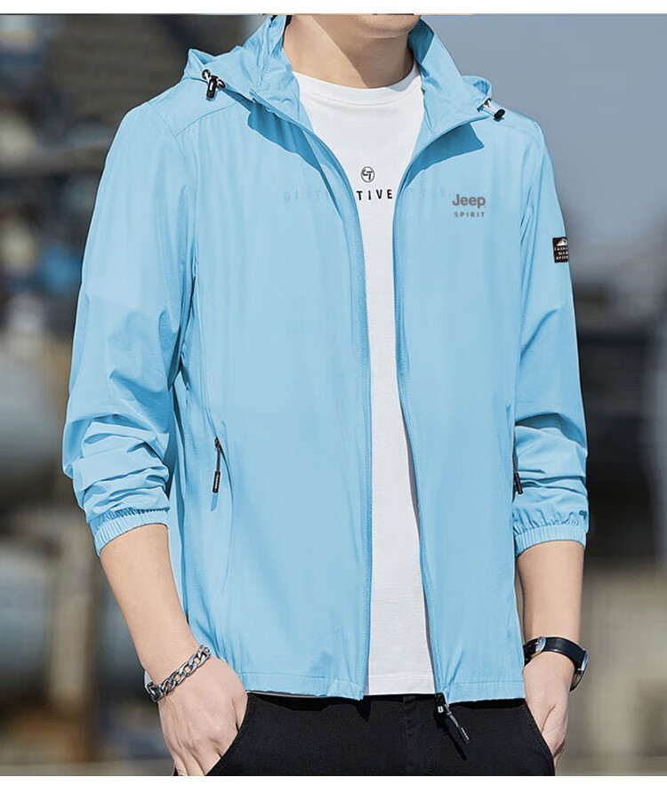 JEEP SPIRIT Men's Summer Ice Silk UV Protection Ultra-Thin Breathable Sun Protection Jacket Fishing Skin Coat 8